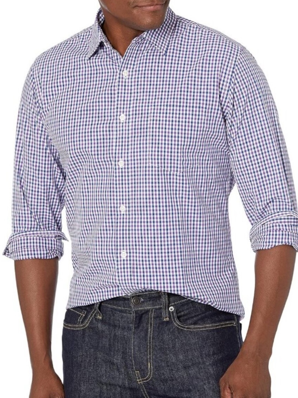 SOUTHERN TIDE Mens Button Down Plaid Gingham Shirt White Blue Purple Hues XXL